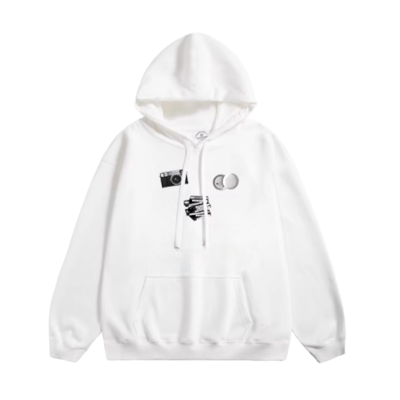 Vintage Print White Hoodie