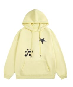 Yellow Hoodie with Polka Dot and Star Print